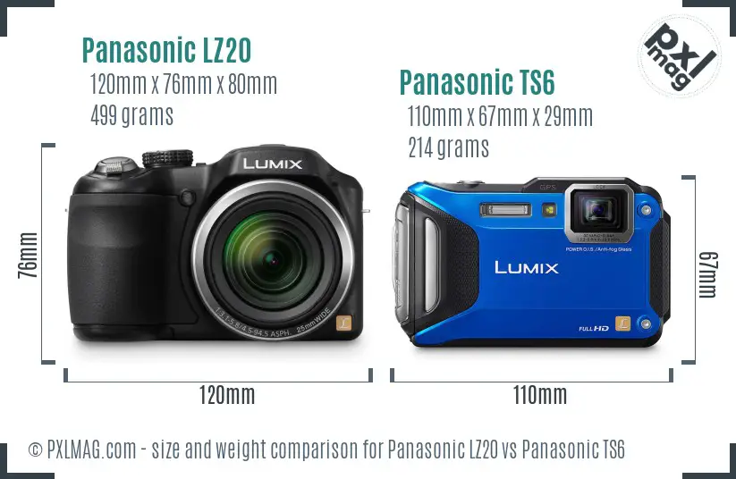 Panasonic LZ20 vs Panasonic TS6 size comparison