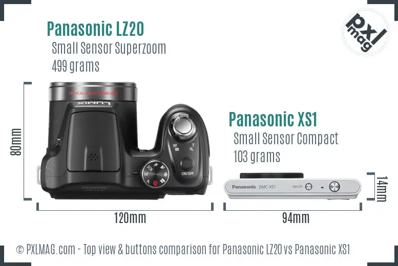 Panasonic LZ20 vs Panasonic XS1 top view buttons comparison