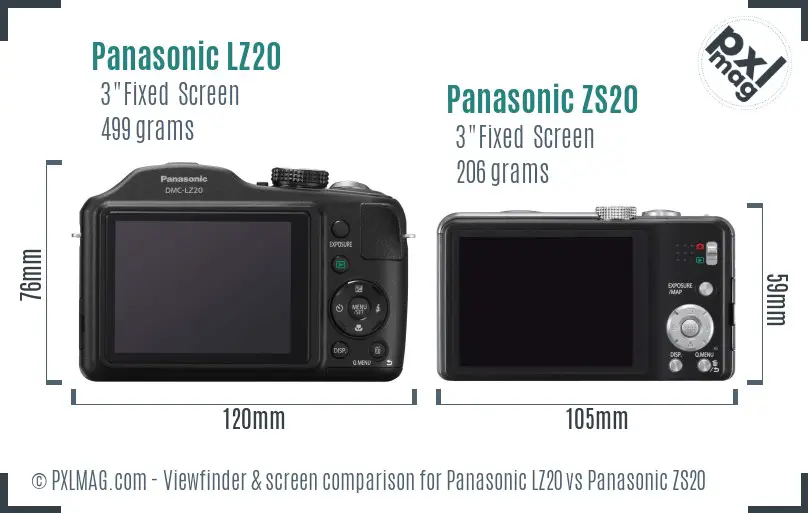 Panasonic LZ20 vs Panasonic ZS20 Screen and Viewfinder comparison