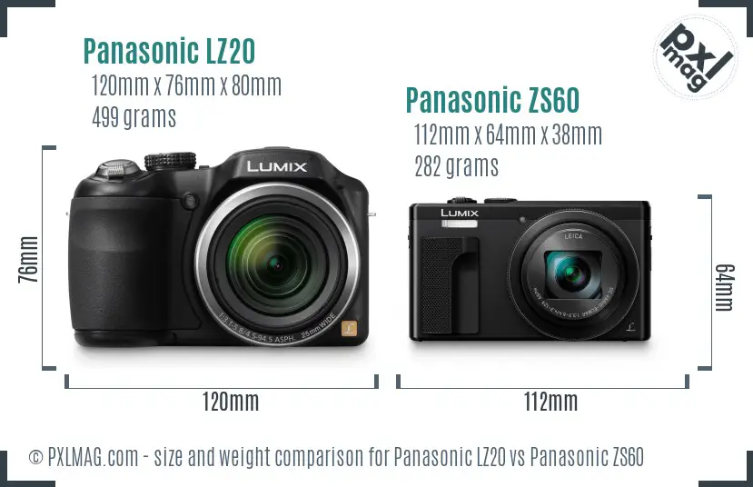 Panasonic LZ20 vs Panasonic ZS60 size comparison