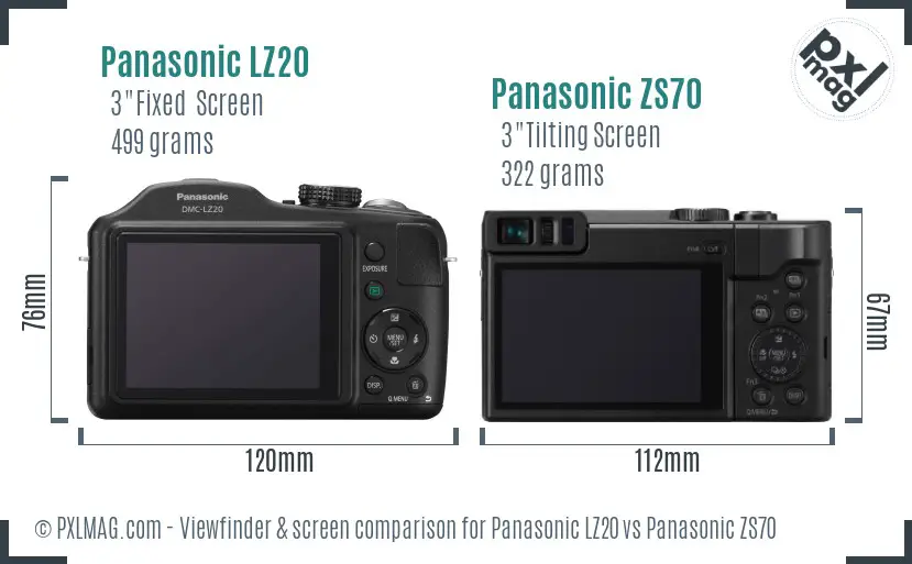 Panasonic LZ20 vs Panasonic ZS70 Screen and Viewfinder comparison
