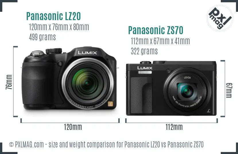 Panasonic LZ20 vs Panasonic ZS70 size comparison