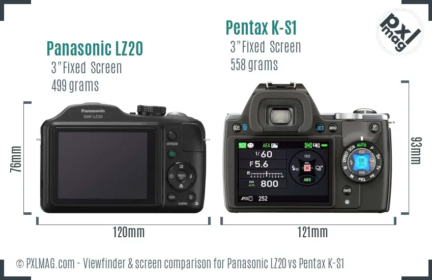 Panasonic LZ20 vs Pentax K-S1 Screen and Viewfinder comparison