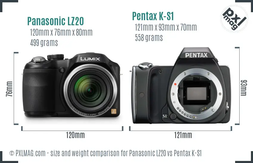Panasonic LZ20 vs Pentax K-S1 size comparison