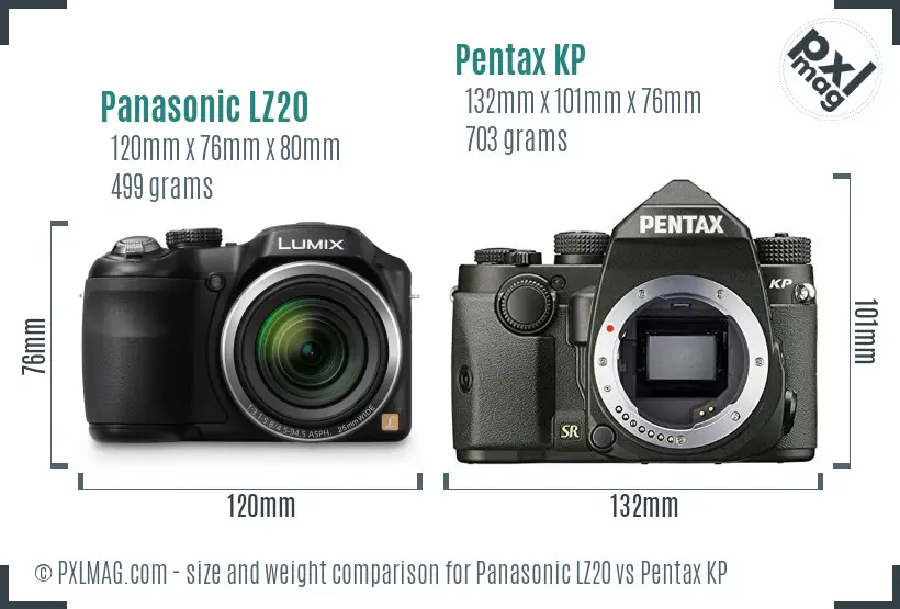 Panasonic LZ20 vs Pentax KP size comparison