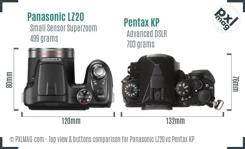 Panasonic LZ20 vs Pentax KP top view buttons comparison