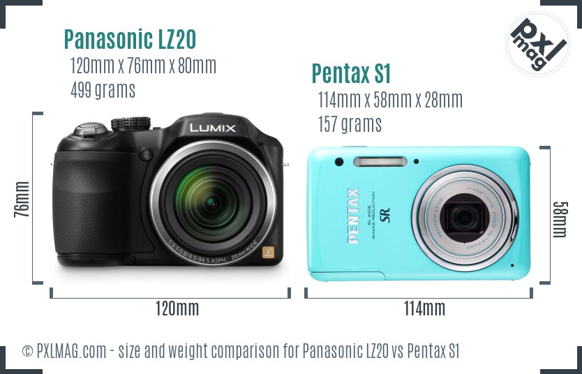 Panasonic LZ20 vs Pentax S1 size comparison