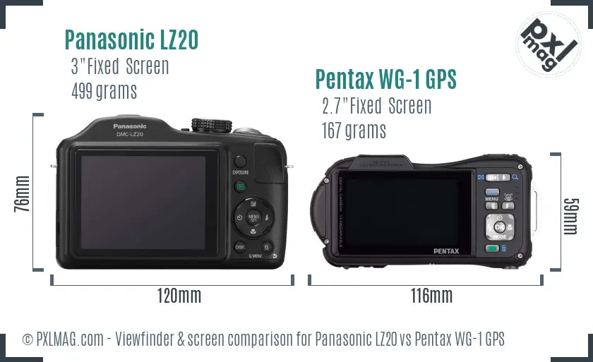 Panasonic LZ20 vs Pentax WG-1 GPS Screen and Viewfinder comparison