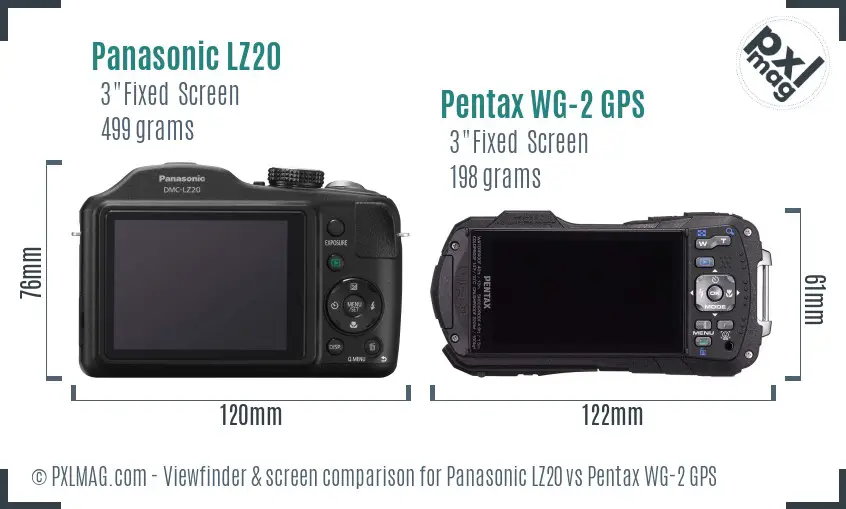 Panasonic LZ20 vs Pentax WG-2 GPS Screen and Viewfinder comparison