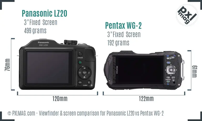 Panasonic LZ20 vs Pentax WG-2 Screen and Viewfinder comparison