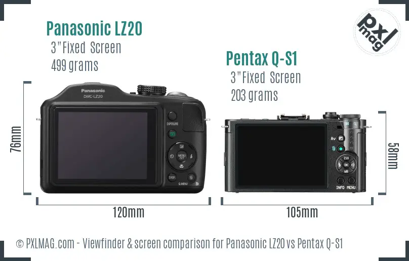Panasonic LZ20 vs Pentax Q-S1 Screen and Viewfinder comparison