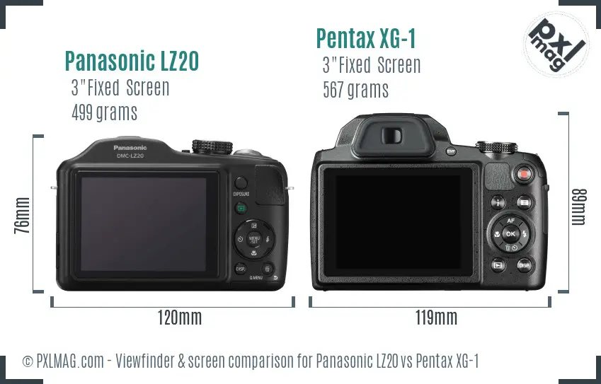 Panasonic LZ20 vs Pentax XG-1 Screen and Viewfinder comparison
