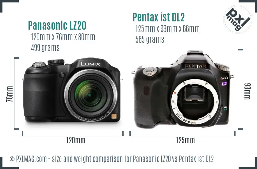 Panasonic LZ20 vs Pentax ist DL2 size comparison