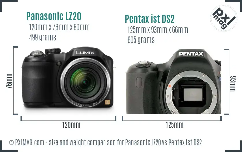 Panasonic LZ20 vs Pentax ist DS2 size comparison