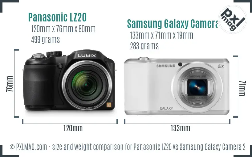 Panasonic LZ20 vs Samsung Galaxy Camera 2 size comparison