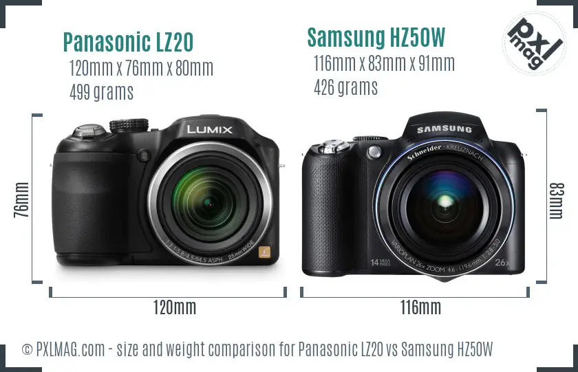Panasonic LZ20 vs Samsung HZ50W size comparison Panasonic LZ20 vs Samsung HZ50W size comparison