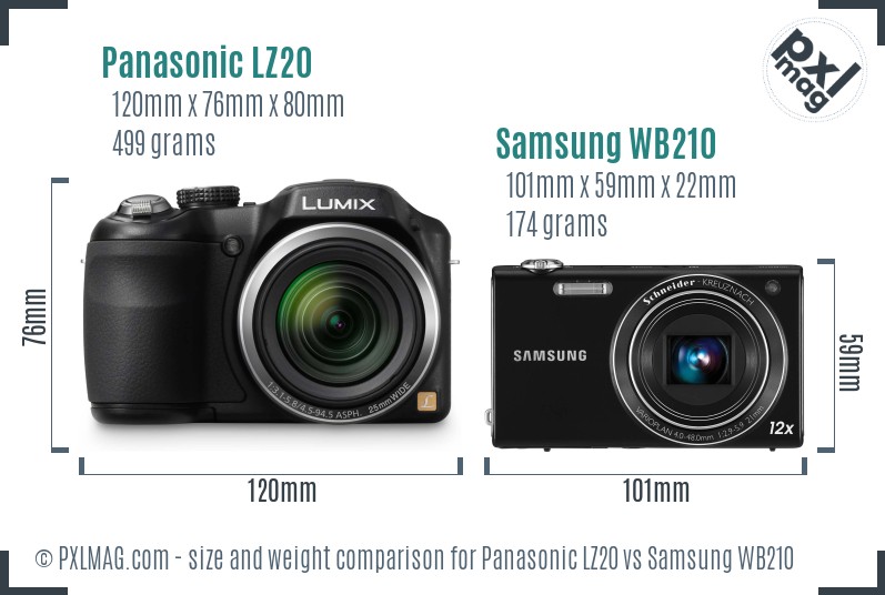 Panasonic LZ20 vs Samsung WB210 size comparison Panasonic LZ20 vs Samsung WB210 size comparison