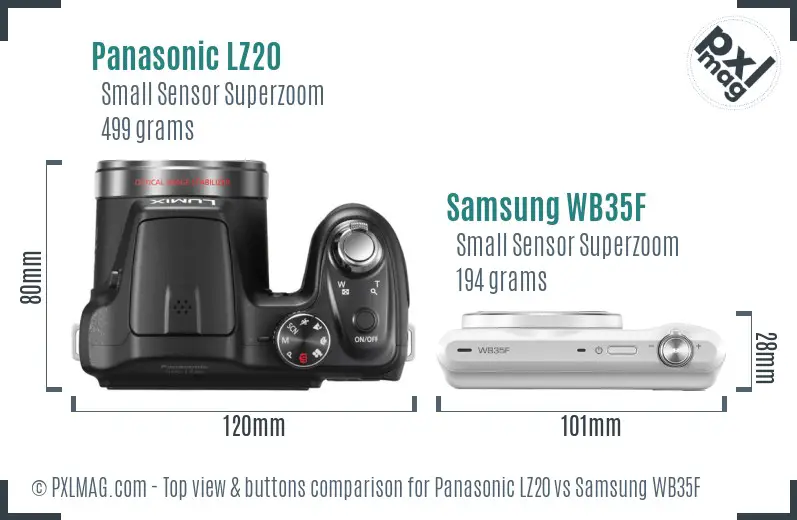 Panasonic LZ20 vs Samsung WB35F top view buttons comparison