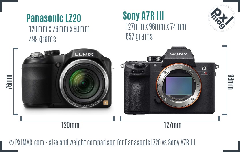 Panasonic LZ20 vs Sony A7R III size comparison Panasonic LZ20 vs Sony A7R III size comparison