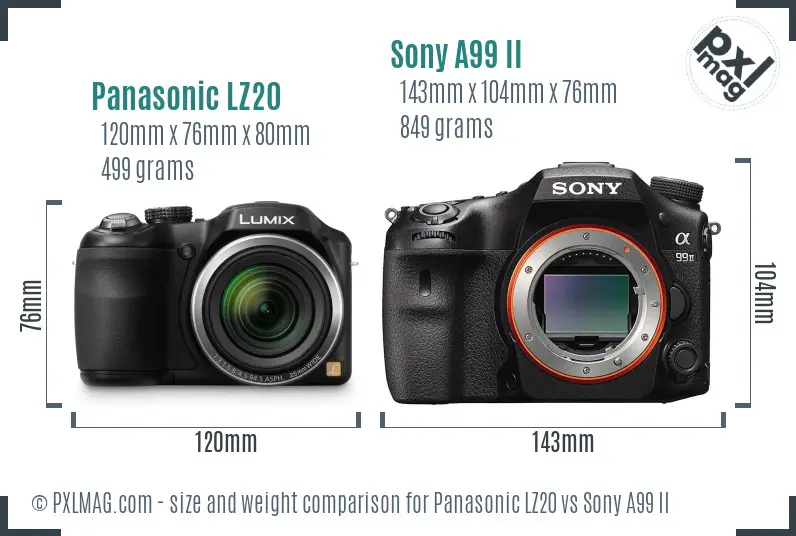Panasonic LZ20 vs Sony A99 II size comparison Panasonic LZ20 vs Sony A99 II size comparison