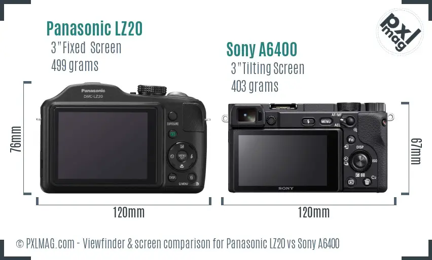 Panasonic LZ20 vs Sony A6400 Screen and Viewfinder comparison