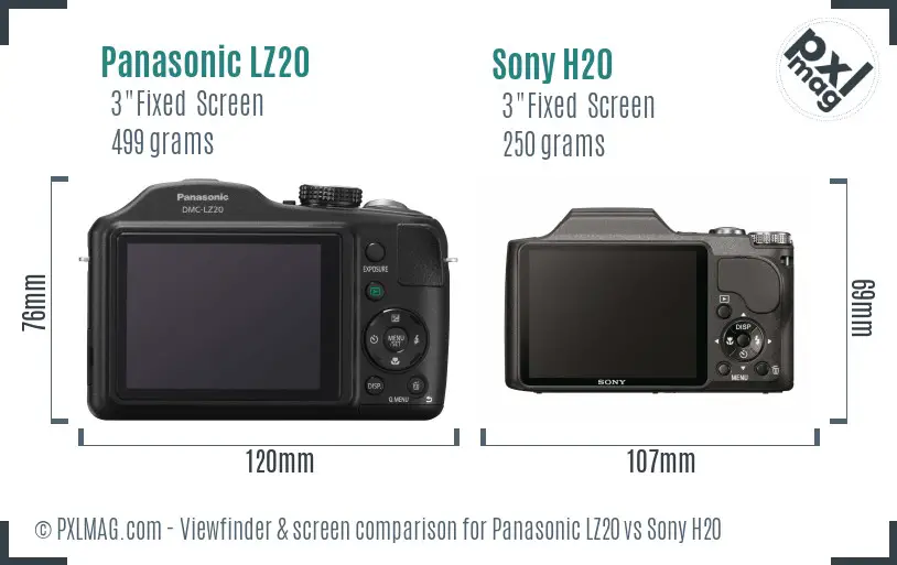 Panasonic LZ20 vs Sony H20 Screen and Viewfinder comparison