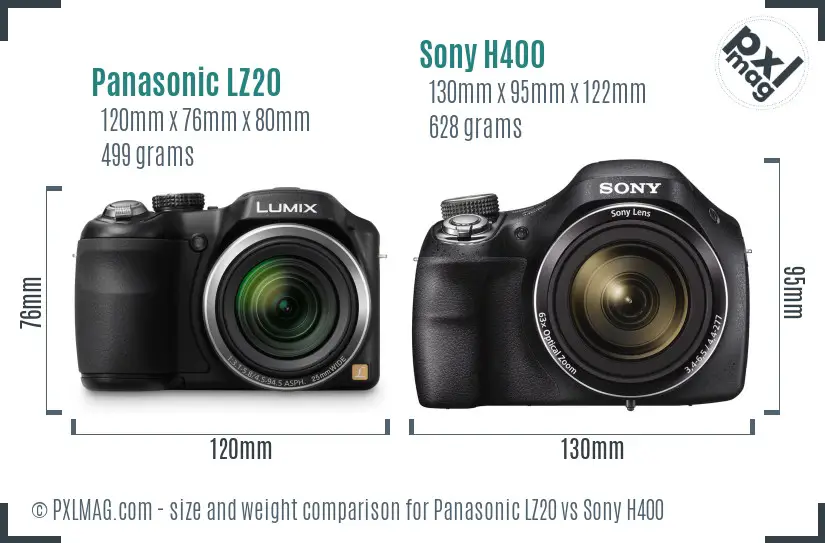 Panasonic LZ20 vs Sony H400 size comparison