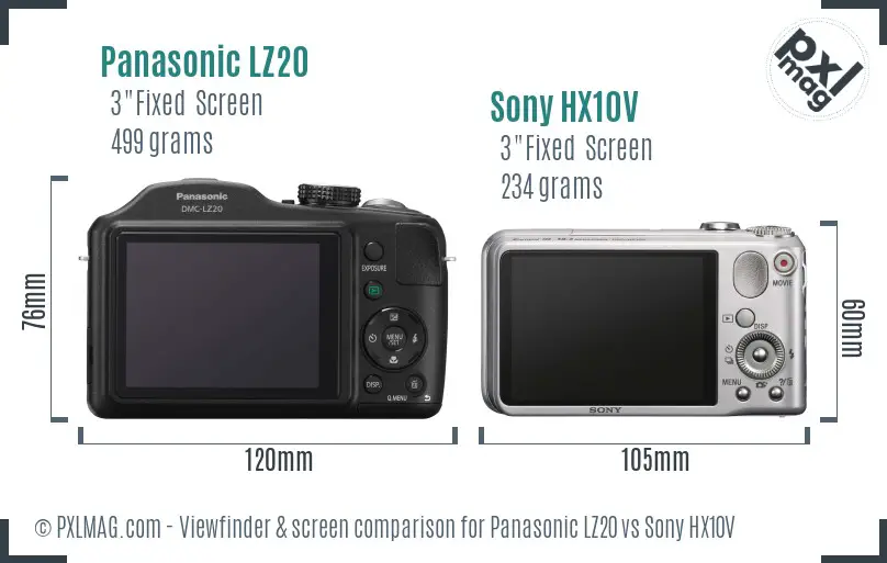 Panasonic LZ20 vs Sony HX10V Screen and Viewfinder comparison Panasonic LZ20 vs Sony HX10V Screen and Viewfinder comparison