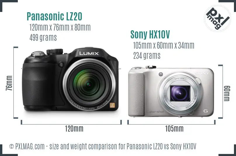Panasonic LZ20 vs Sony HX10V size comparison Panasonic LZ20 vs Sony HX10V size comparison