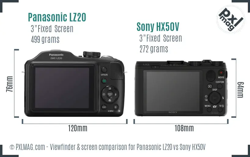 Panasonic LZ20 vs Sony HX50V Screen and Viewfinder comparison Panasonic LZ20 vs Sony HX50V Screen and Viewfinder comparison