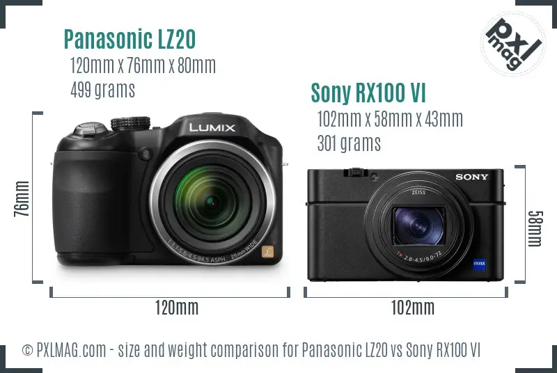 Panasonic LZ20 vs Sony RX100 VI size comparison Panasonic LZ20 vs Sony RX100 VI size comparison