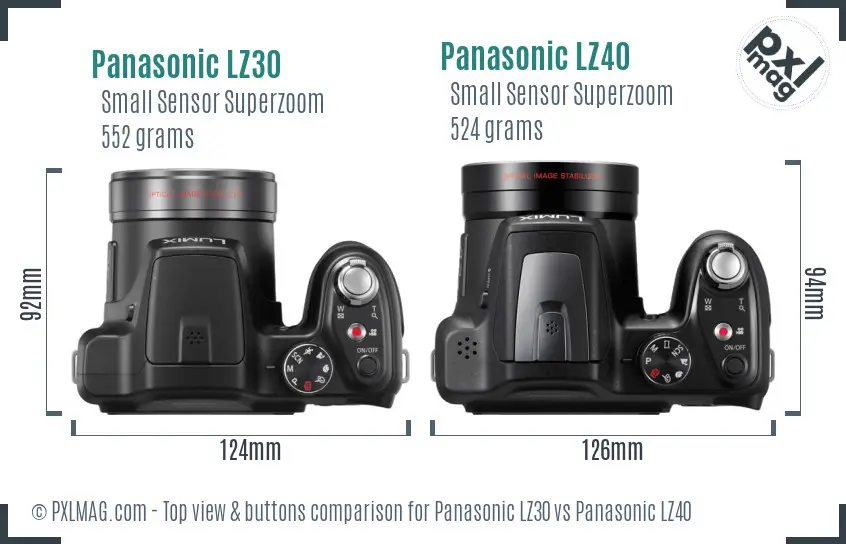 Panasonic LZ30 vs Panasonic LZ40 top view buttons comparison