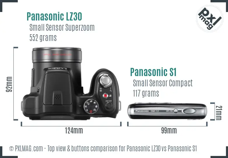 Panasonic LZ30 vs Panasonic S1 top view buttons comparison