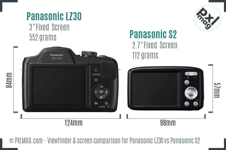Panasonic LZ30 vs Panasonic S2 Screen and Viewfinder comparison