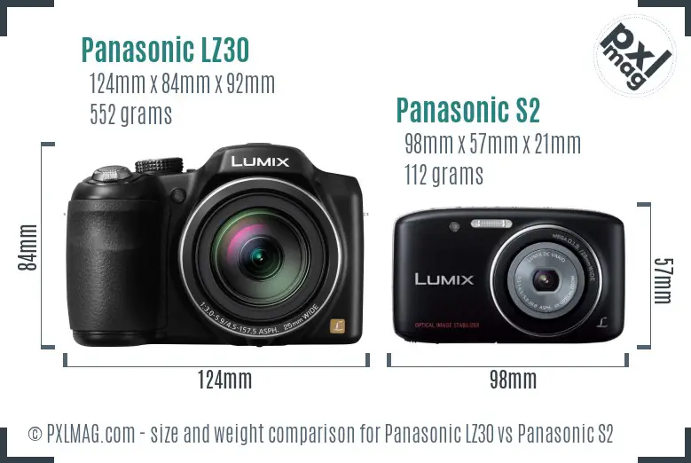Panasonic LZ30 vs Panasonic S2 size comparison