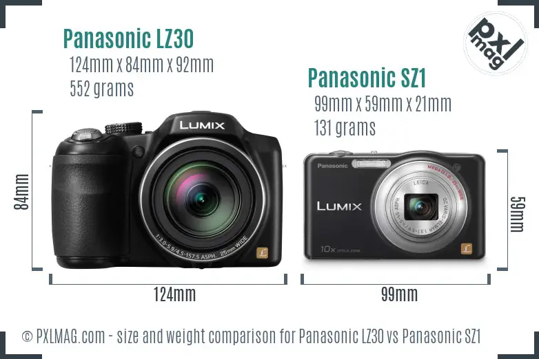 Panasonic LZ30 vs Panasonic SZ1 size comparison