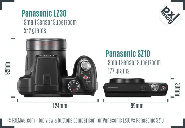Panasonic LZ30 vs Panasonic SZ10 top view buttons comparison