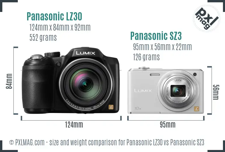Panasonic LZ30 vs Panasonic SZ3 size comparison