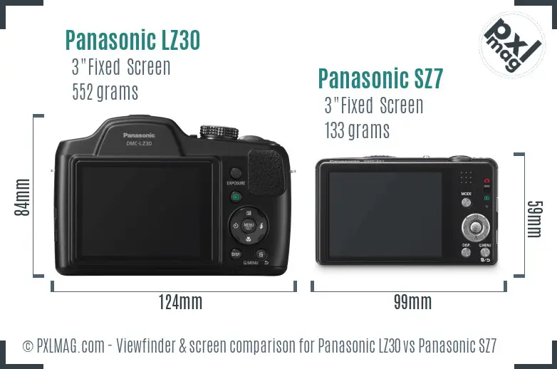 Panasonic LZ30 vs Panasonic SZ7 Screen and Viewfinder comparison