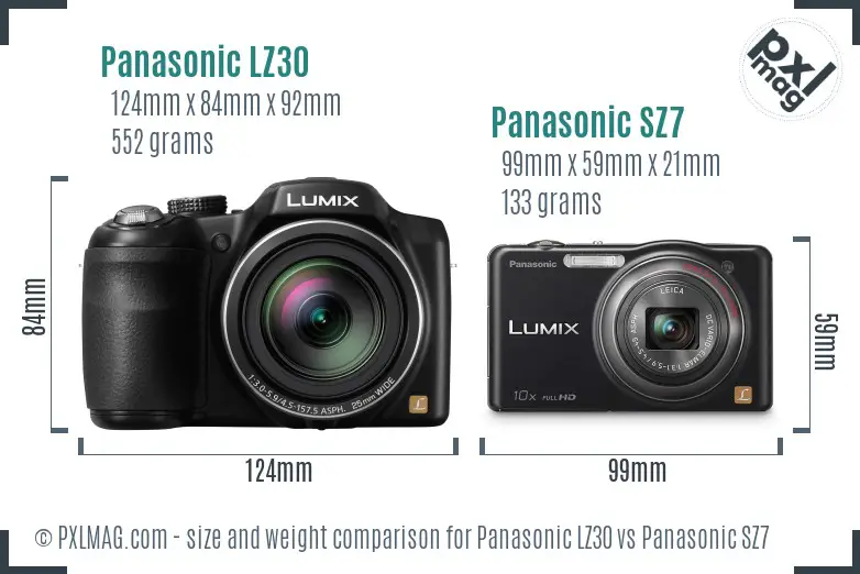 Panasonic LZ30 vs Panasonic SZ7 size comparison