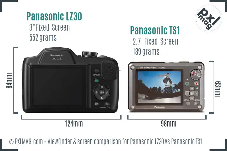 Panasonic LZ30 vs Panasonic TS1 Screen and Viewfinder comparison