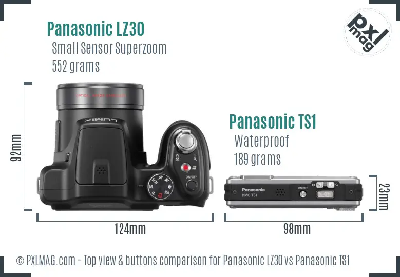 Panasonic LZ30 vs Panasonic TS1 top view buttons comparison