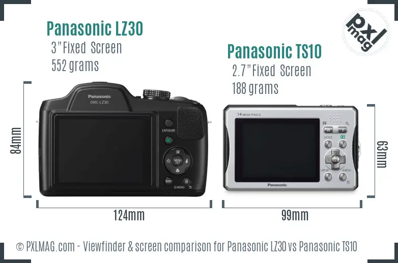 Panasonic LZ30 vs Panasonic TS10 Screen and Viewfinder comparison