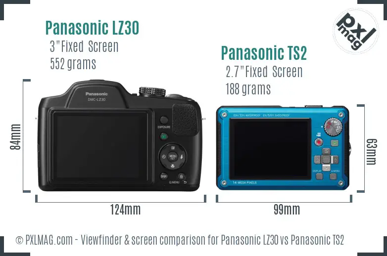 Panasonic LZ30 vs Panasonic TS2 Screen and Viewfinder comparison
