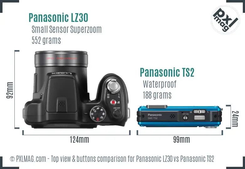 Panasonic LZ30 vs Panasonic TS2 top view buttons comparison