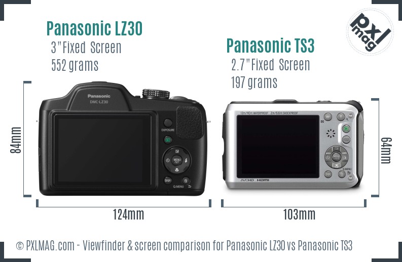 Panasonic LZ30 vs Panasonic TS3 Screen and Viewfinder comparison