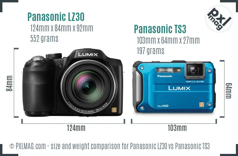 Panasonic LZ30 vs Panasonic TS3 size comparison