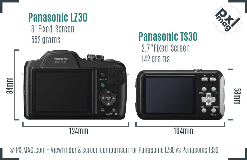 Panasonic LZ30 vs Panasonic TS30 Screen and Viewfinder comparison