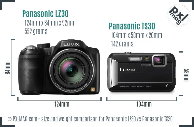 Panasonic LZ30 vs Panasonic TS30 size comparison