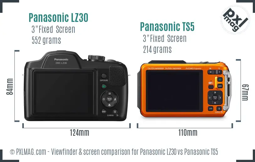 Panasonic LZ30 vs Panasonic TS5 Screen and Viewfinder comparison